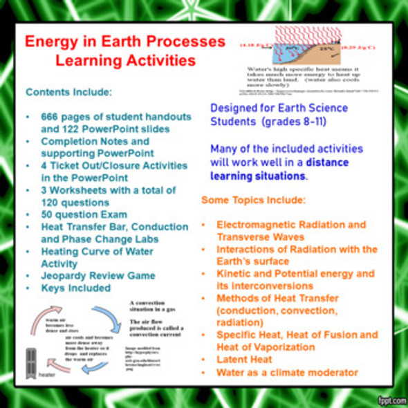 Energy in Earth Processes Learning Activities