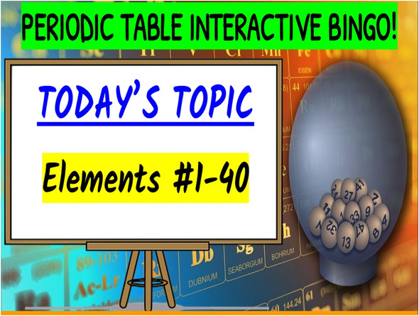 Periodic Table Interactive Virtual Bingo! Elements #1-40  (On Google Slides!)