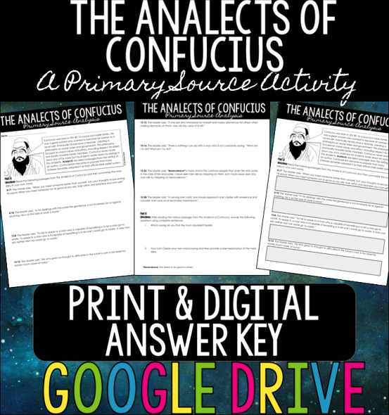 The Analects of Confucius Primary Source Activity - Google Drive - Print & Digital