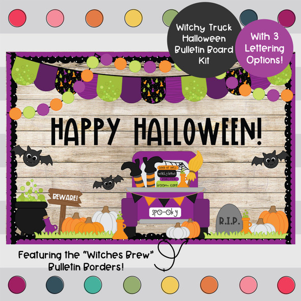 Witch Truck - Halloween Themed Bulletin Board Kit