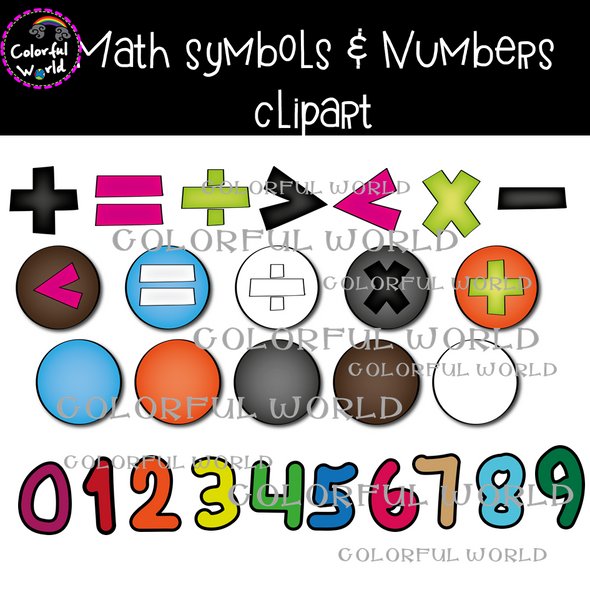Math symbols and numbers clipart
