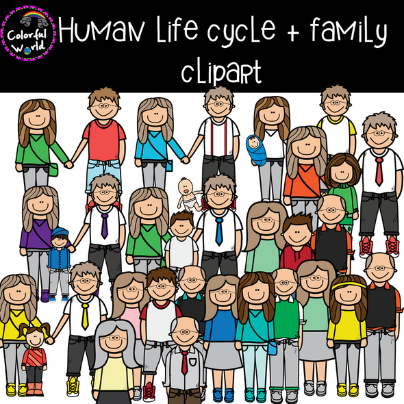 Human life cycle and family clipart