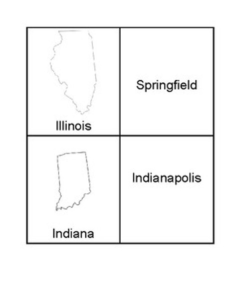 USA Midwest Region State Capital Match Game