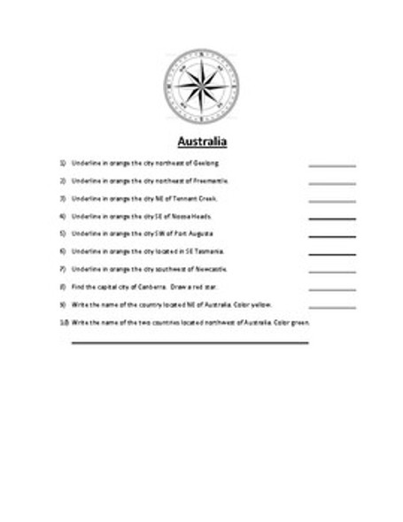 Australia Map Scavenger Hunt