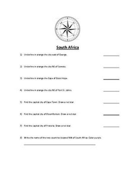 South Africa Map Scavenger Hunt