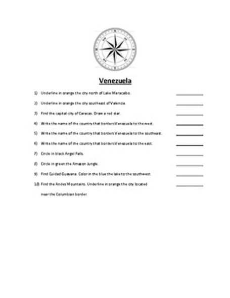 Venezuela Map Scavenger Hunt