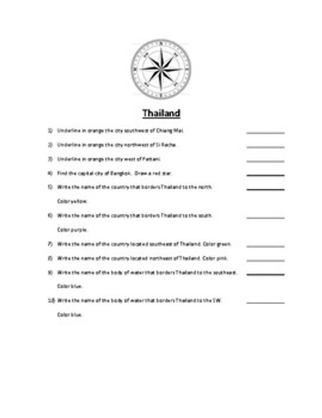 Thailand Map Scavenger Hunt