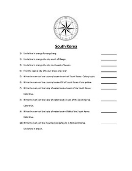 South Korea Map Scavenger Hunt