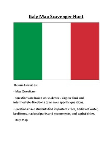 Italy Map Scavenger Hunt