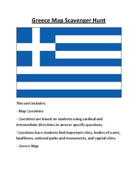 Greece Map Scavenger Hunt