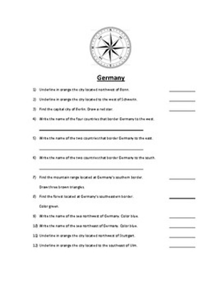 Germany Map Scavenger Hunt