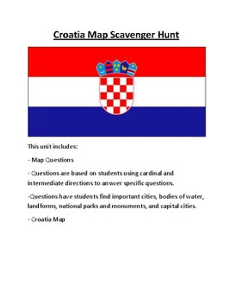 Croatia Map Scavenger Hunt