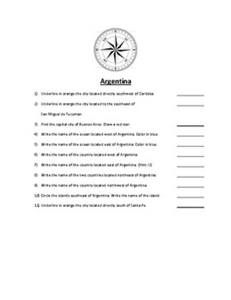 Argentina Map Scavenger Hunt