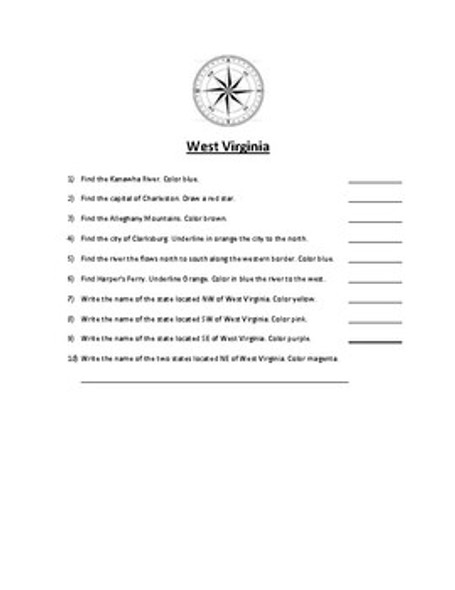 West Virginia Map Scavenger Hunt