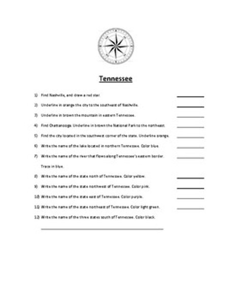 Tennessee Map Scavenger Hunt