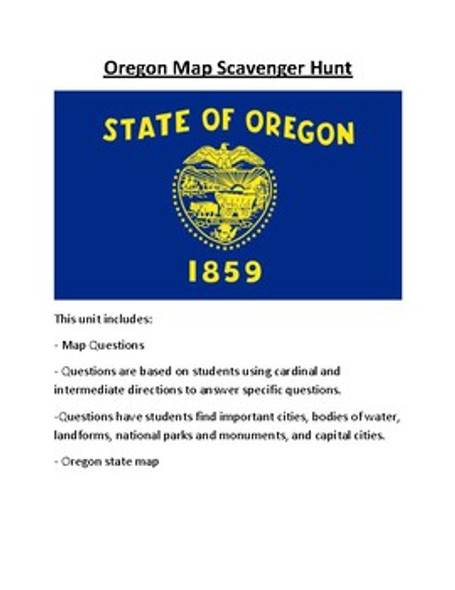 Oregon Map Scavenger Hunt