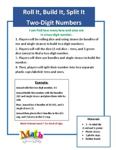 2 - Pack: Roll it, Build it, Split it (2 and 3 Digit Numbers)