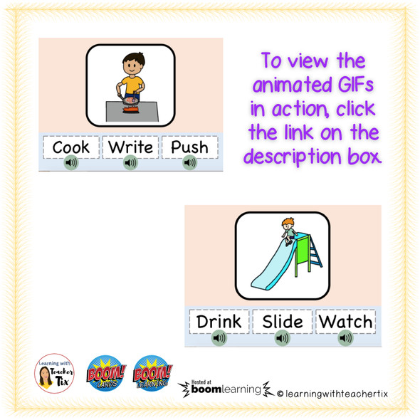 Identifying Action Words with Animated GIF Boom Cards set 2