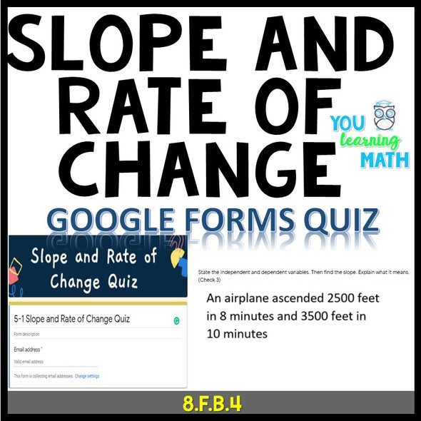 Slope and Rate of Change Assessment: Google Forms Quiz - 15 Problems