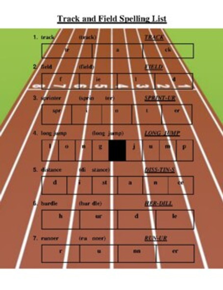 Track and Field Spelling List