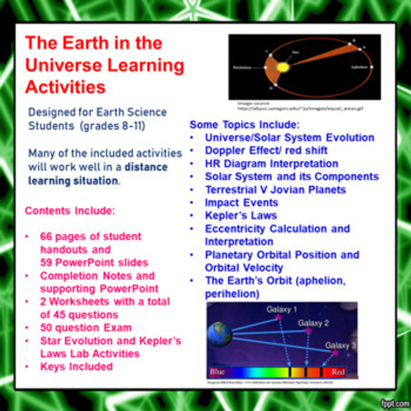 The Earth In the Universe Learning Activities
