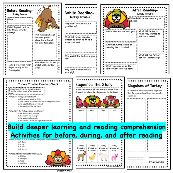  Read-A-Loud Activities- Turkey Trouble - Thanksgiving Favorite Stories