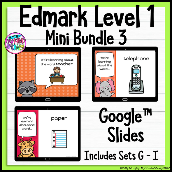 Edmark Level 1, Words 61-90 Google Slides, Special Ed