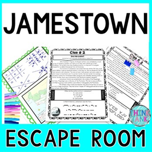 Jamestown ESCAPE ROOM Activity! Reading Comprehension Passages