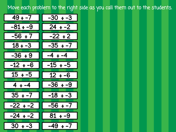 Integer Division Bingo