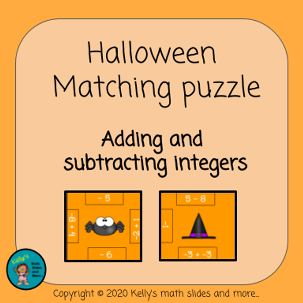 Halloween Matching Puzzles - Adding Integers