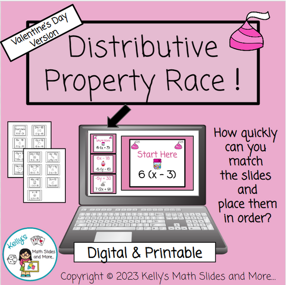 Valentine's Day Version - Distributive Property Race - Digital and Printable