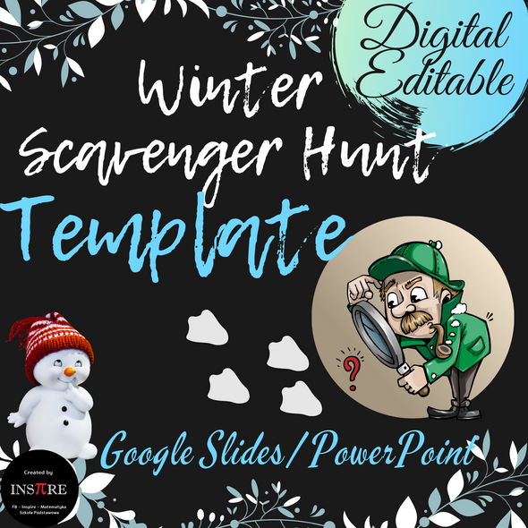 Template DIGITAL January Winter Scavenger Hunt Escape Room EDITABLE in Google Slides