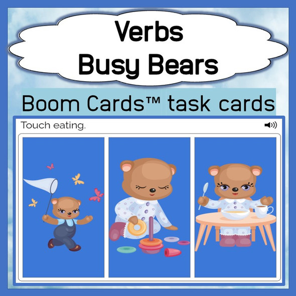 Verbs: Busy Bears - Level 2 - Identification Deck Boom Cards™