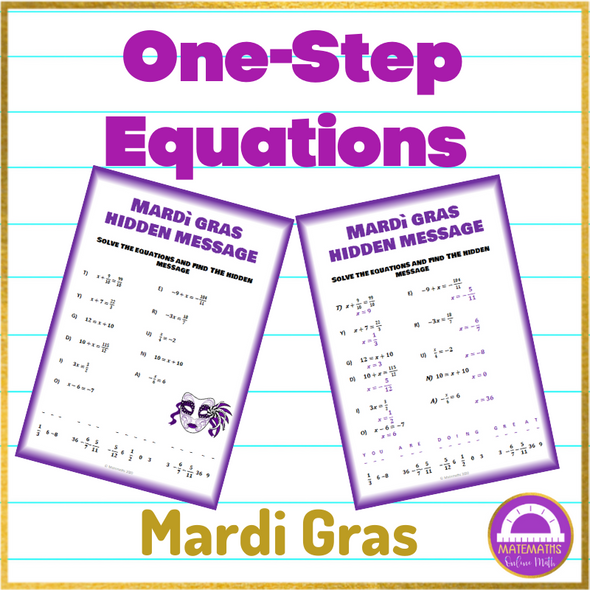 Mardi gras Algebra  One Step Equations Activity