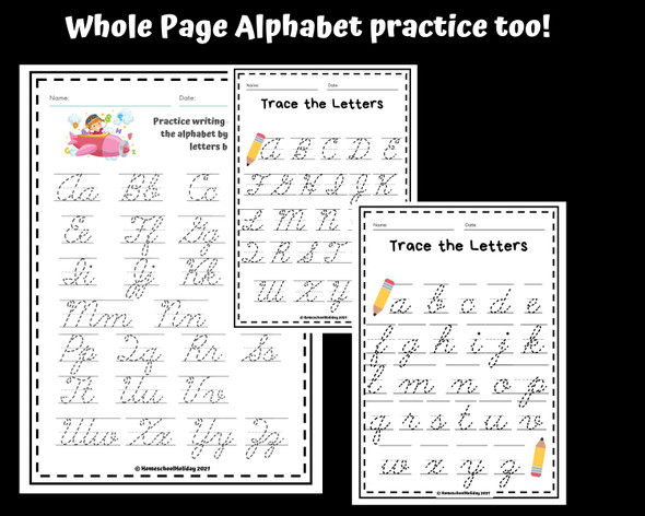 Letter Tracing Worksheets - Cursive