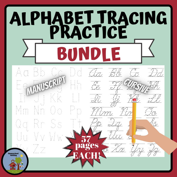 Alphabet Tracing Practice - Manuscript & Cursive Bundle