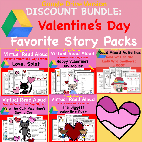Digital Version: Discount Bundle-  Valentine Read-A-Loud Activity Packs - 5 Great Stories! Buy 3 Get 2 FREE!