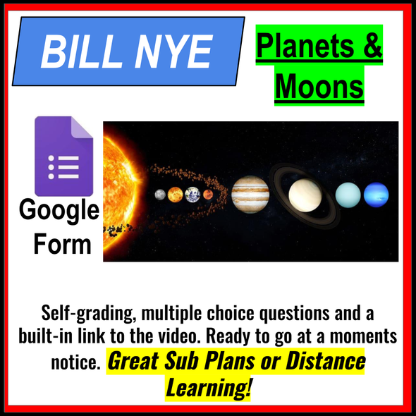 Bill Nye - The Planets and Moons - Great Sub Plans or Distance Learning!