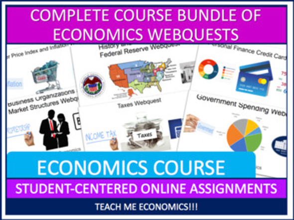 Complete Course Bundle of Economics 17 Webquests Distance Learning Digital
