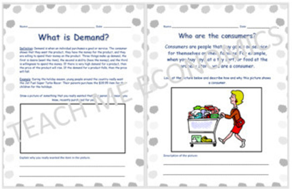 Supply and Demand Elementary Economics, Distance Learning Worksheets PDF
