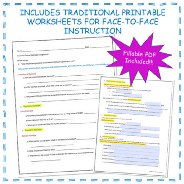 Demand, Law of Demand, Demand Curve Webquest Online Assignment Distance Learning