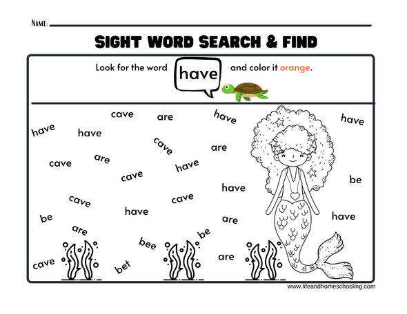 Sight Word Search and Find Activity Pages