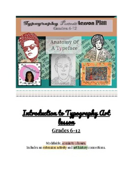 Typography/text portrait art lesson plan using minimal materials