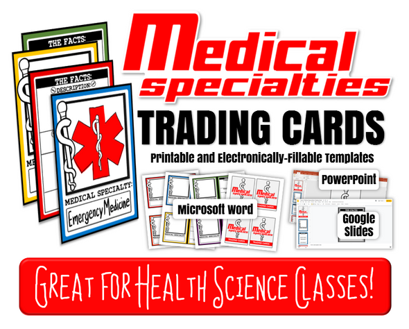 Medical Specialties Trading Card Templates- Printable and Electronic Options!