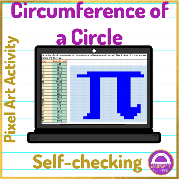 Pi Day Circumference of a Circle Pixel Art Activity