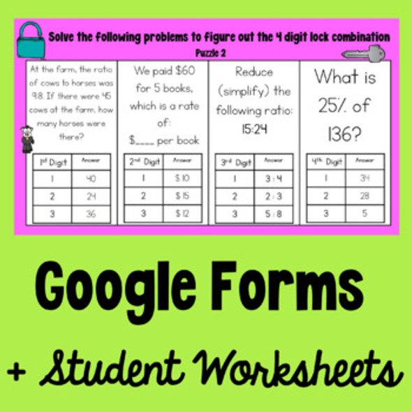 Rates and Ratios - Distance Learning Escape Room Google Forms!