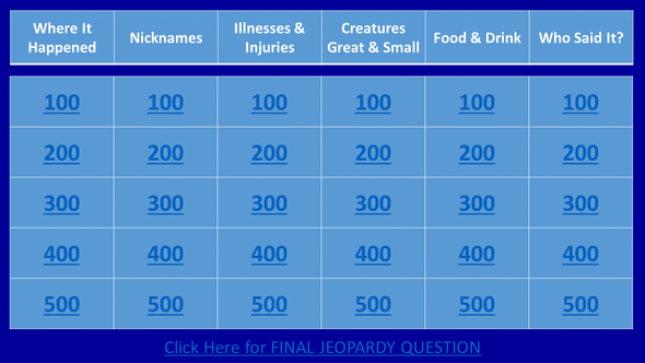 Louis Sachar's Holes Jeopardy