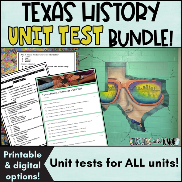Texas History UNIT TEST BUNDLE