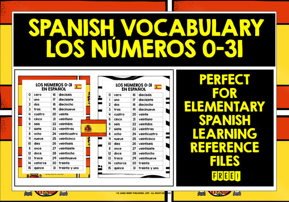 SPANISH NUMBERS 0-31