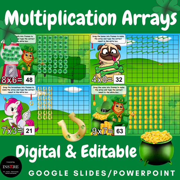 3rd Grade Multiplication Arrays | St. Patrick's Day | EDITABLE in Google Slides